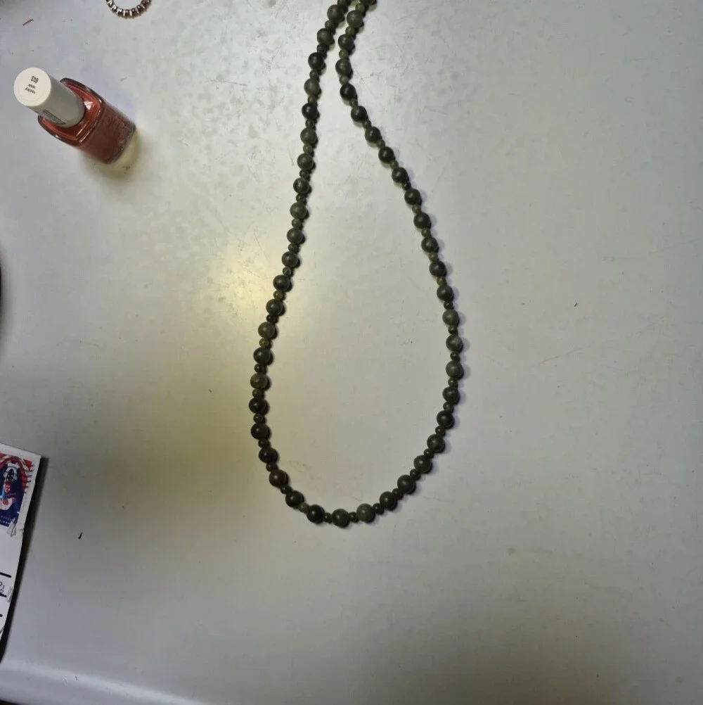 Connemara Irish Stone, 25" Length, Green, Beaded Necklace - Picture 4 of 5
